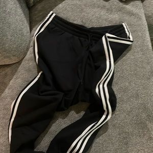 Adidas Large sweat pants with cinched bottom.